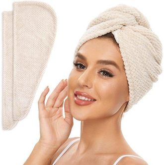 No Brand Paquete De 2 Toallas De Microfibra Para El Cabello Para Mujer, Turbante Antiencrespamiento De Secado R&aacute;pido Para Todo Tipo De Peinados, Absorbente Y L