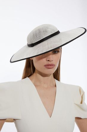 Karen Millen Womens Grosgrain Trim Large Disc Fascinator - White - One Size