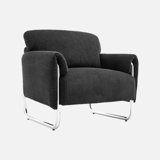 Sweeek Sill&oacute;n Vintage De Pana Con Estructura Cromada