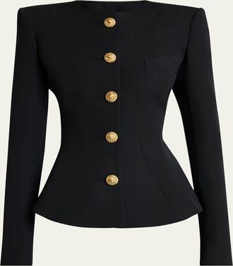 Balmain Single-Breasted Grain De Poudre Basque Jacket