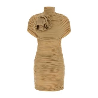 Magda Butrym Party Dresses, female, Beige, Size: XS Draped Cape-Effect Midi Dress
