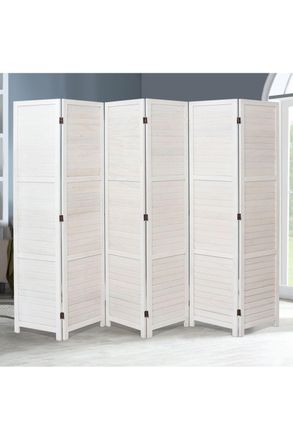 Living and Home Folding Solid Wood Room Divider in White