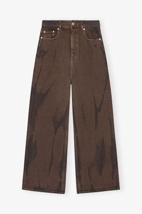 Ganni Brown Baggy Wide Jeans in Overdyed Denim - Size 27 Organic Cotton