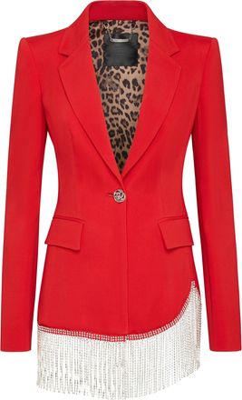 Philipp Plein Sophia Full Color Crystal Blazer Fringe