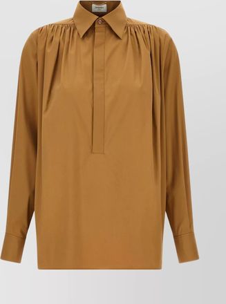 Saint Laurent pleated shoulder long sleeve blouse