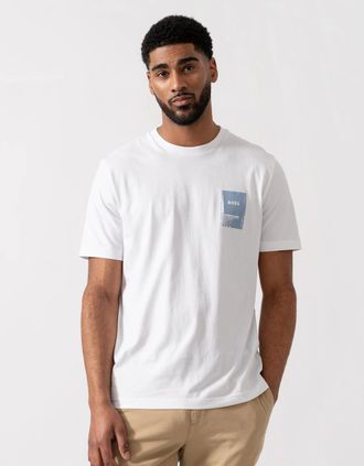 HUGO BOSS Mens BOSS Orange Mens TePlain T-Shirt - White 100 - Size: 40