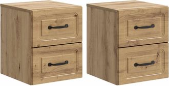vidaXL Mesita De Noche De Pared 2 Uds. Roble Artisan 34,5 X 33 X 40 Cm Vidaxl
