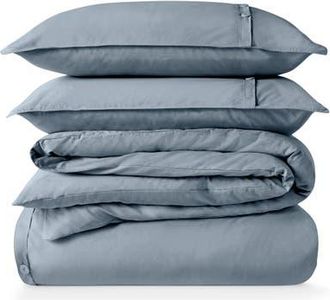 Bare Home 100% Organic Cotton Percale Duvet Cover and Sham Set in Dusty Blue at Nordstrom, Size California King