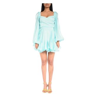 Actualee Party Dresses, female, Green, Size: XS Straight-Neck Voile Party Dress