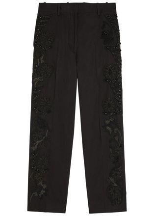 Dries Van Noten Pilar Embroidered Tapered-leg Woven Trousers - Black - 34 (UK6 / XS)
