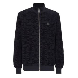 Philipp Plein Zip-throughs, male, Blue, S, Jacquard Tracksuit Jacket Monogram