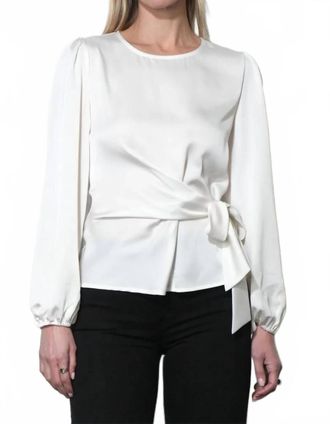 Greylin Lola Side Tie Blouse In Ivory