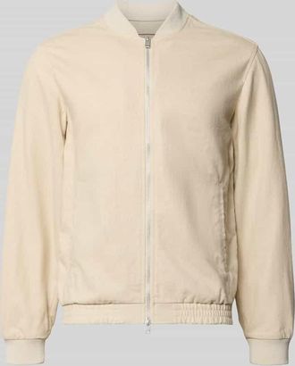 Jack & Jones Jacke aus Baumwoll-Leinen-Mix mit Zweiwege-Rei&szlig;verschluss in Beige Melange, Gr&ouml;&szlig;e XXL