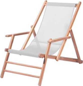 Jan Kurtz Maxx Deckchair Teakholz, Bezug Kunststoffgewebe weiss