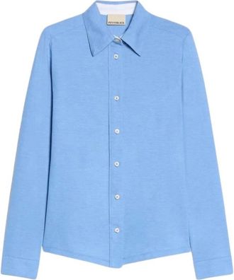 Pennyblack Slim Katoenen Jersey Shirt - Dames - Overhemden - Blauw - S - Katoen - Overhemden