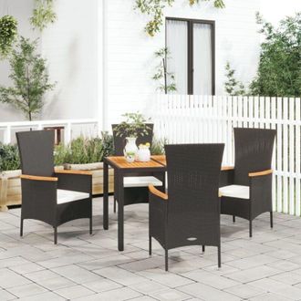 vidaXL Vidaxl - Set De Muebles Jard&iacute;n 5 Pzas Con Cojines Rat&aacute;n Sint&eacute;tico Negro