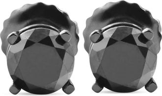 Pompeii3 1 TCW 14k Black Gold Round Black Diamond Screw Back Studs Earrings
