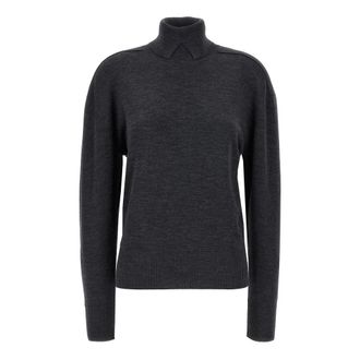 Burberry Truien & Vesten, Dames, Grijs, M, Wol, Trui met hoge hals