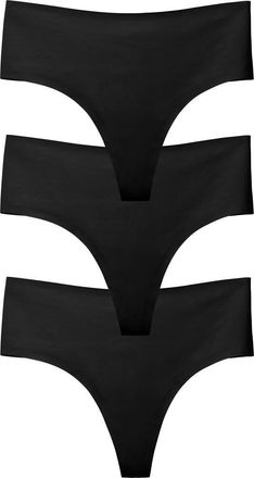 EBY Assorted 3-Pack High Waist Thongs in Black at Nordstrom, Size X-Large