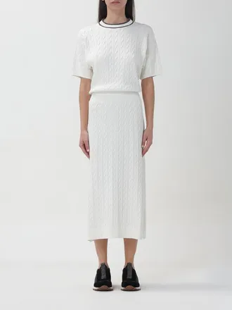 Brunello Cucinelli White Cable Knit Dress, Size X-Large