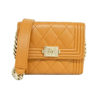 Chanel Brown Grained Calfskin Chain/Shoulder Wallet (Pre-Owned)
