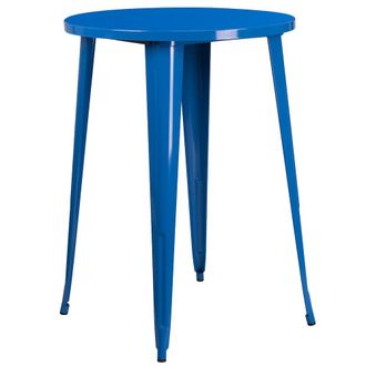 Flash Furniture Commercial Grade 30 Round Blue Metal Indoor-Outdoor Bar Height Table