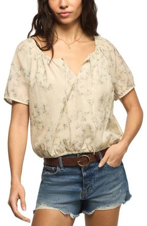 Lucky Brand Bubble Hem Top in Green Floral at Nordstrom, Size Xx-Large