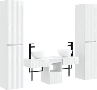 vidaXL Juego De Muebles De Ba&ntilde;o 5 Uds. Blanco Brillante Vidaxl