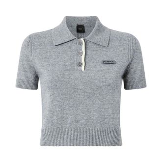 Pinko V-neck Knitwear, female, Gray, Size: M Gorgona Polo
