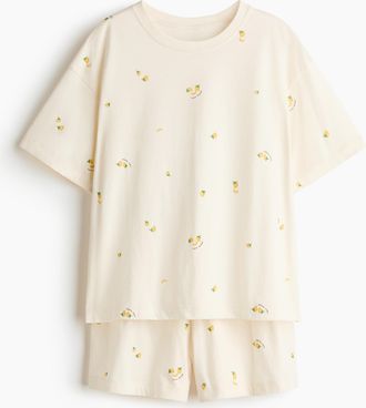 H&M Bedruckter Pyjama - Cremefarben/Zitronen