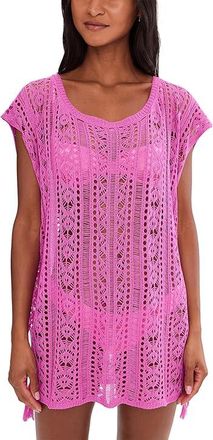 BECCA by Rebecca Virtue Boho Bliss Sweater Knit Tunic Womens Swimwear Roseberry : XS/SM, Polyester