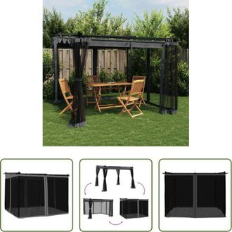 vidaXL vidaXL Gazebo con tetto retrattile - Gazebo con Pareti in Rete Antracite 3x3 m in Acciaio