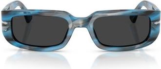 Persol 53mm Polarized Pillow Sunglasses in Striped Blue /Grey /Polar at Nordstrom