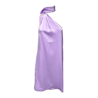 Giulia N Couture Paarse Korte Mouw Jurk Elegant Stijl - Dames - Feestkleedjes - Paars - XS - Kleedjes