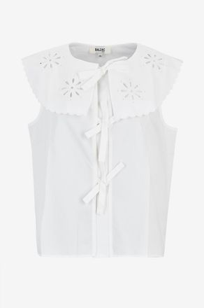 Balzac Paris Bio-Popelinetop mit besticktem Oversizekragen Moana
