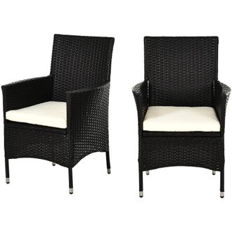 OUTSUNNY Rattan Dining Chair Set - Dark Coffee | TJ Hughes
