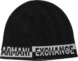 A|X Armani Exchange Branded Knit Scarf - Black