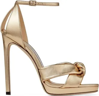 Jimmy Choo London Rosie 120 Metallic Nappa Sandals, Brand Size 39.5 ( US Size 9.5 )
