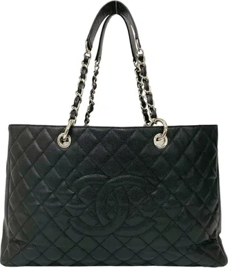 Chanel Black Grained Calfskin Tote Bag (Pre-Owned)