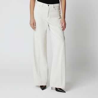 Haikure Pantalone Bethany bianco panna in velluto a costine