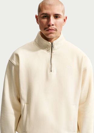 Nike Mens Solo Swoosh Fleece Quarter-Zip Top in White | HV1094-113