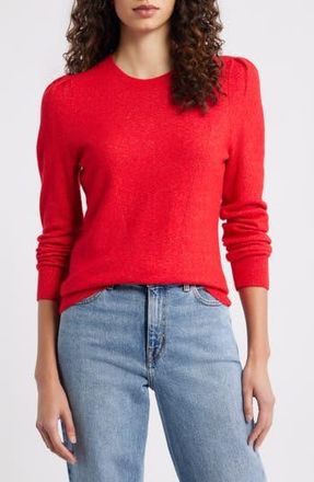 Caslon Pointelle Detail Crewneck Sweater in Red Barbados Cherry at Nordstrom Rack, Size Xx-Large