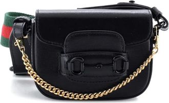 Gucci Horsebit 1955 Flap Wallet with Strap Leather crossbody bag - Zwart