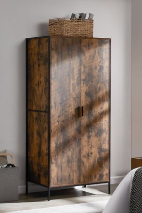 Home Discount Vida Designs Brooklyn 2 Door Wardrobe Storage Bedroom Furniture 1800 x 830 x 520 mm in Dark Brown