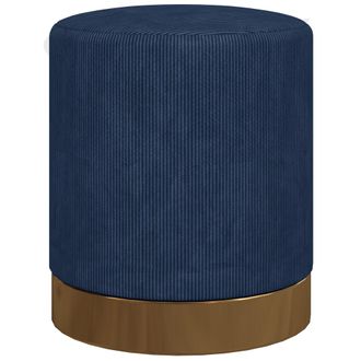 HOMCOM Modern Round Footstool - Fabric Upholstered Foot Rest - Light Brown - Blue | TJ Hughes