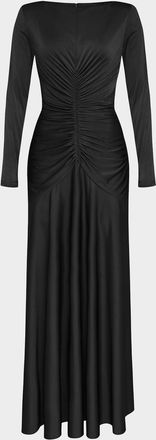 Et Ochs Thea Ruched Glossy Jersey Gown