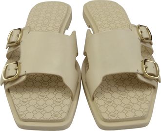 Santoni Sandalen - Sandalo slide con doppia fibbia beige - Gr. 36 (EU) - in Beige - für Damen