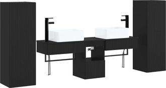 vidaXL Juego De Muebles De Ba&ntilde;o 5 Uds. Negro 33 X 34,5 X 100 Cm Vidaxl