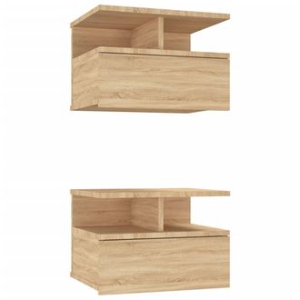 vidaXL Vidaxl - Mesita De Noche Flotante 2 Uds Madera Roble Sonoma 40x31x27 Cm