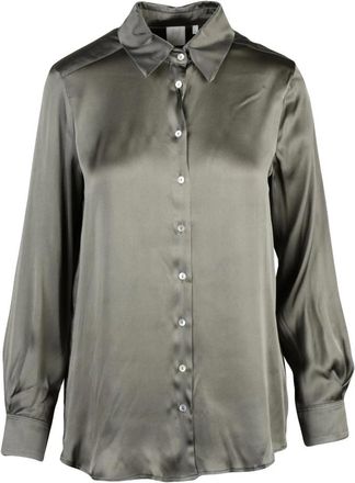 Marella Bunny in Satin Shirt - Dames - Overhemden - Groen - M - Satijn - Overhemden